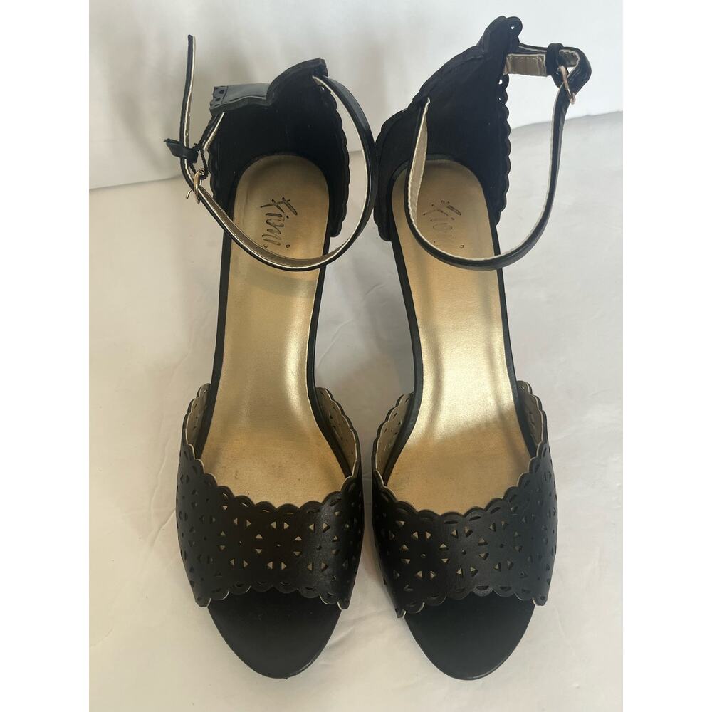 Women's Fioni Lillian Cut Out Black Ankle Strap  Heels  Size‎ 10
